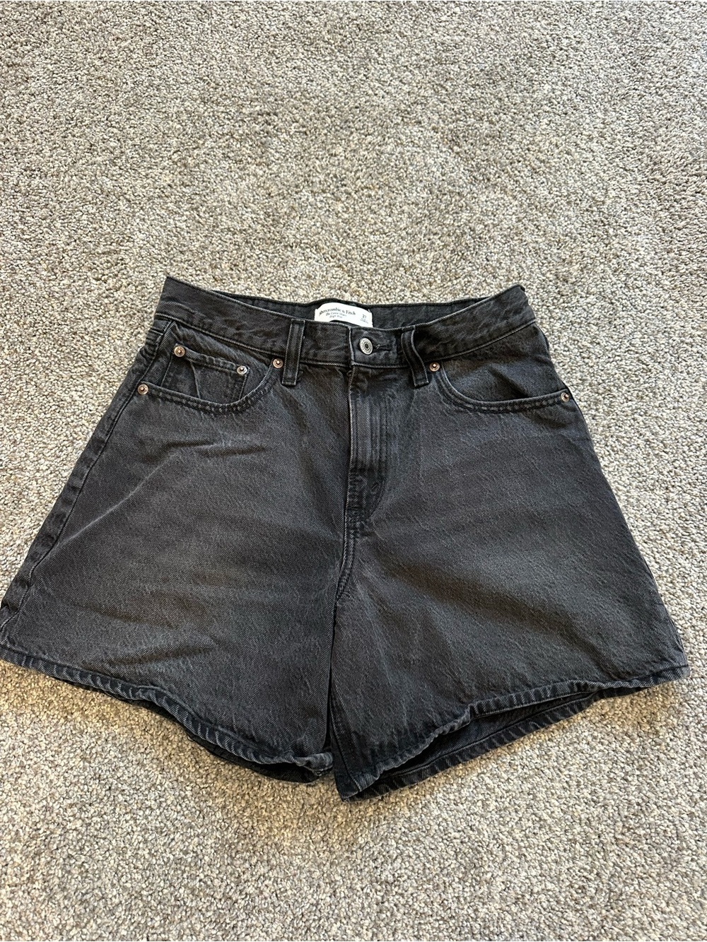Abercrombie & Fitch Black High-Rise Denim Shorts